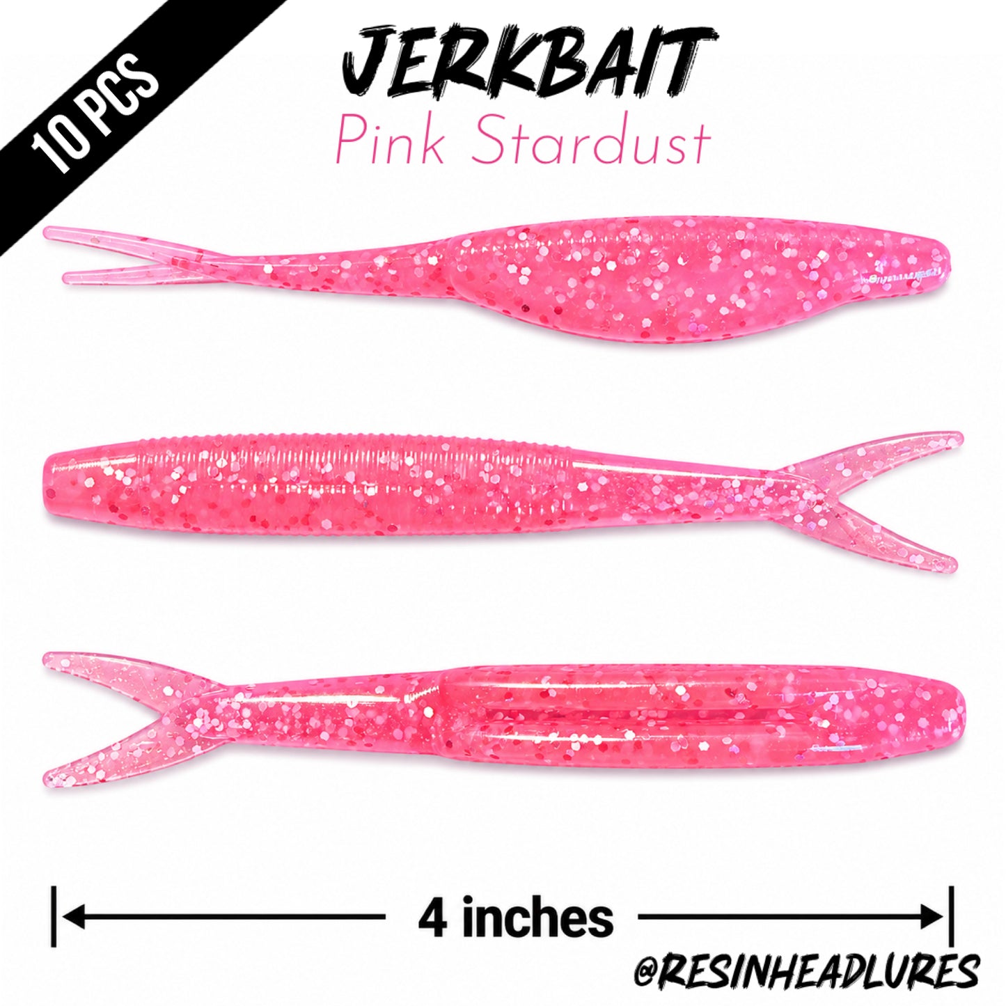 10PCS) β Saltwater/Freshwater (4β) Jerkbait Lifelike Soft Plastic Fishing Lures β Handmade and Hand-injected Fishing Lures