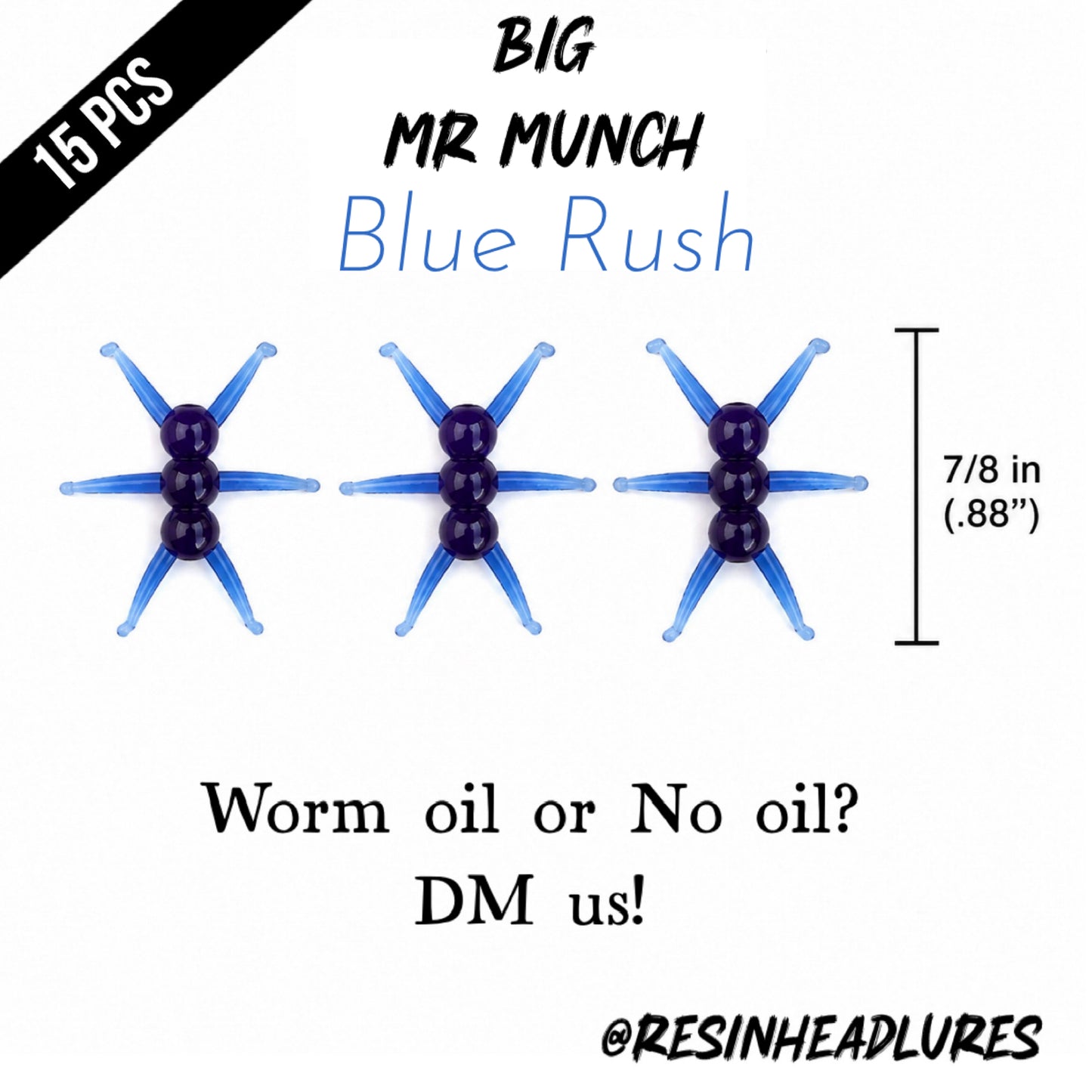 (15pcs) Ice Fishing 7/8β Mr Munch Lures for Panfish, Walleyes and More! Hand-injected Soft Plastic Baits