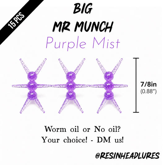 (15pcs) Ice Fishing 7/8” Mr Munch Lures for Panfish, Walleyes and More! Hand-injected Soft Plastic Baits