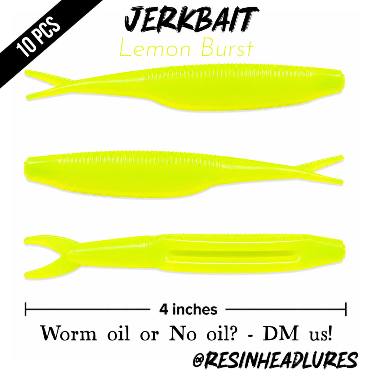 4” Handmade Jerkbait Soft Plastic Fishing Lures – Freshwater & Saltwater Bait for Bass, Walleye, Trout, Redfish, Snook & More
