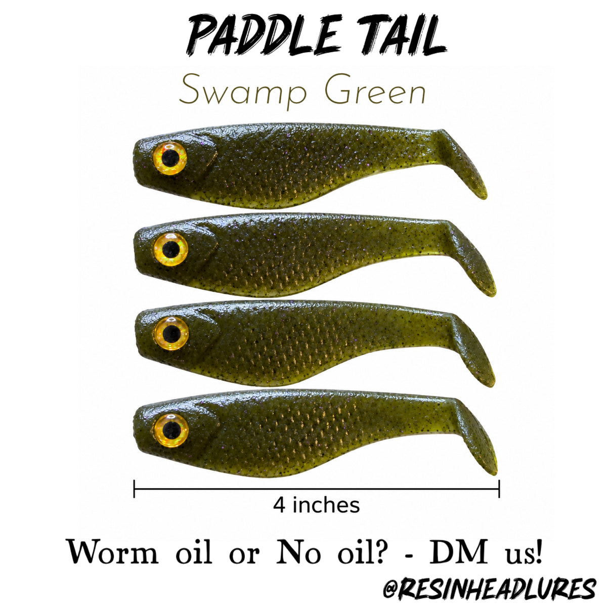 (4 pcs) 3.5” Handmade Paddle Tail Soft Plastic Fishing Lures – Freshwater & Saltwater Bait for Bass, Walleye, Trout, Redfish, Snook & More