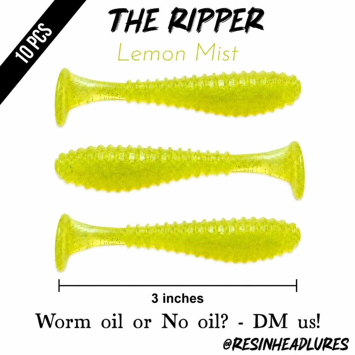 3” Handmade The Ripper Soft Plastic Fishing Lures – Freshwater & Saltwater Bait for Bass, Redfish, Snook & More