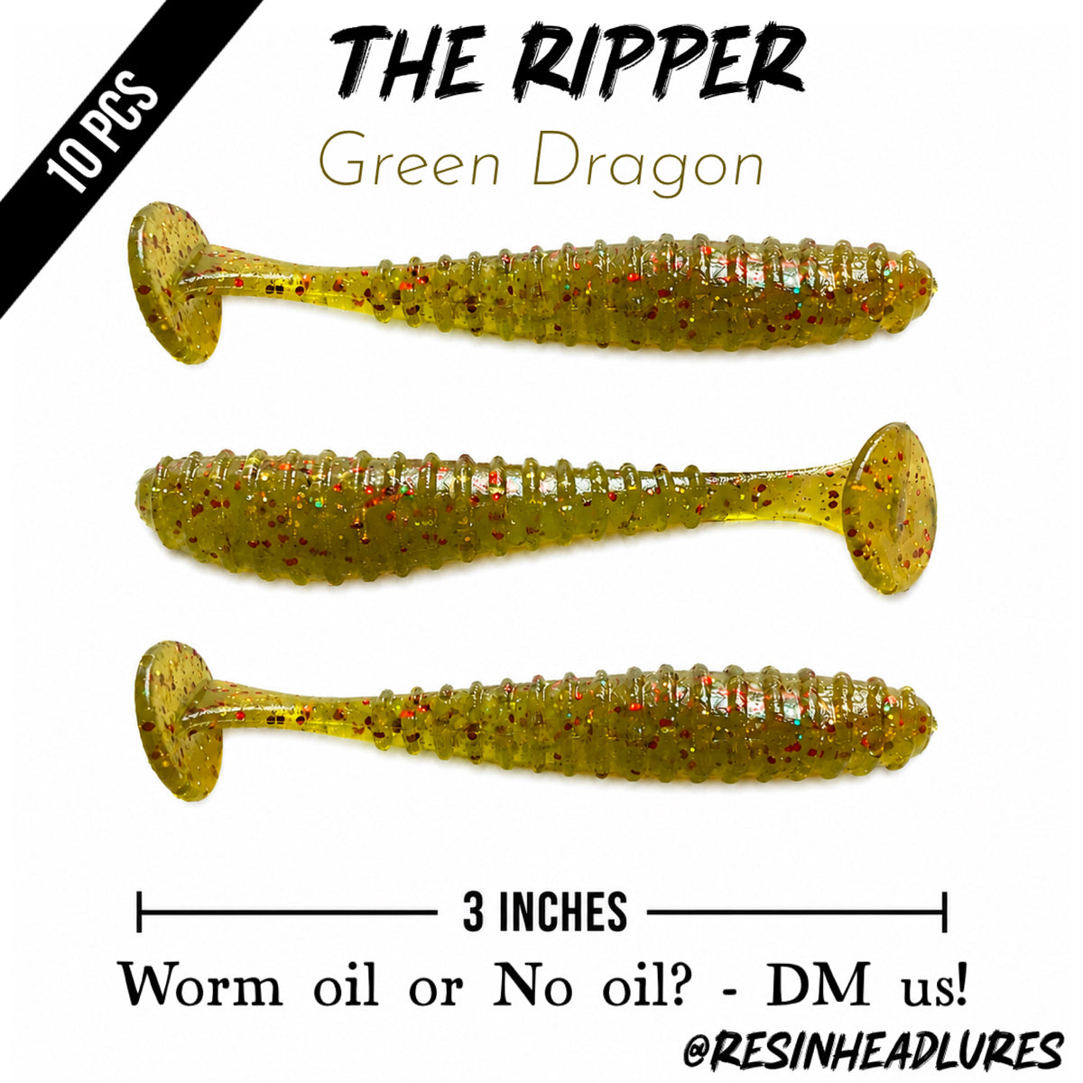 3” Handmade The Ripper Soft Plastic Fishing Lures – Freshwater & Saltwater Bait for Bass, Redfish, Snook & More