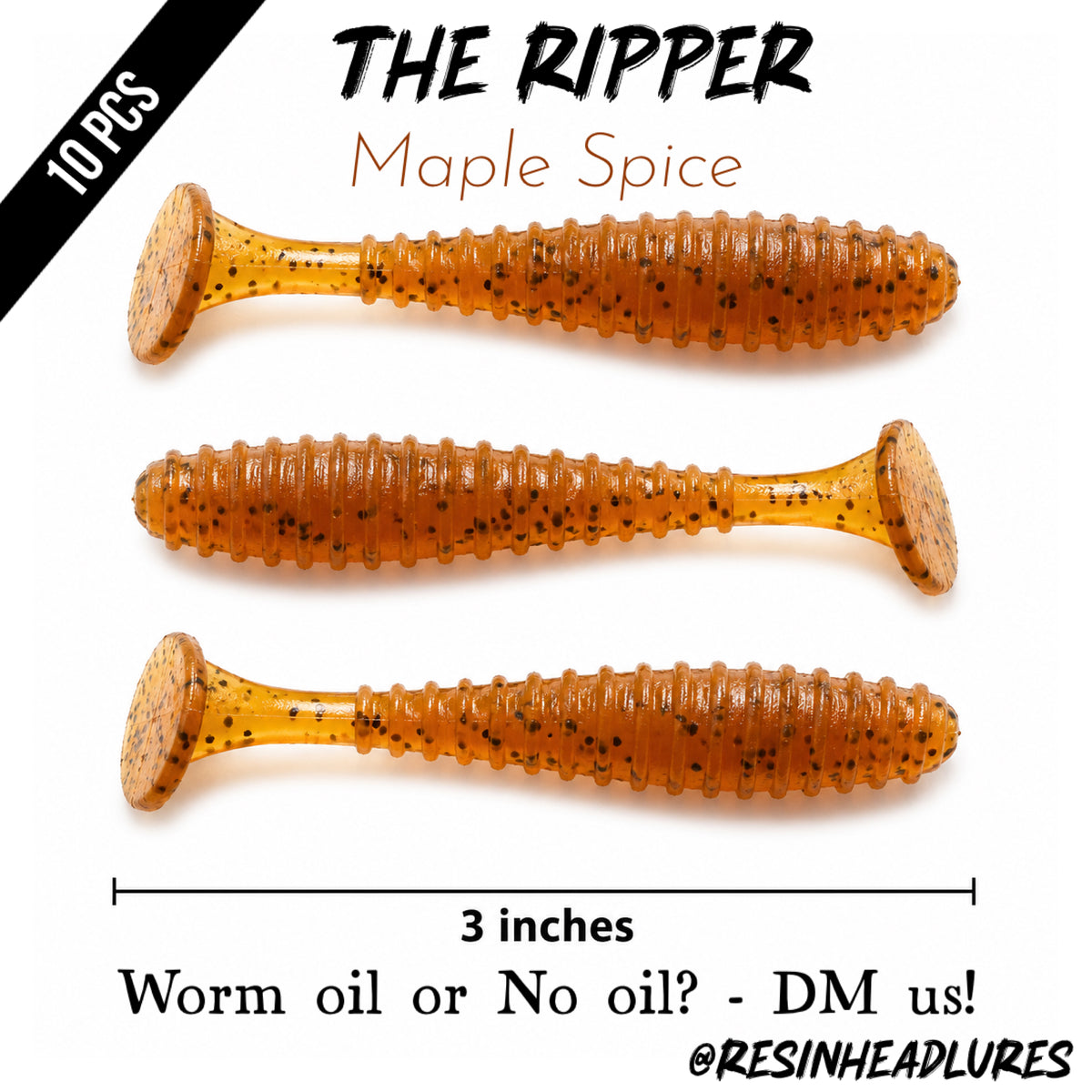 3” Handmade The Ripper Soft Plastic Fishing Lures – Freshwater & Saltwater Bait for Bass, Redfish, Snook & More