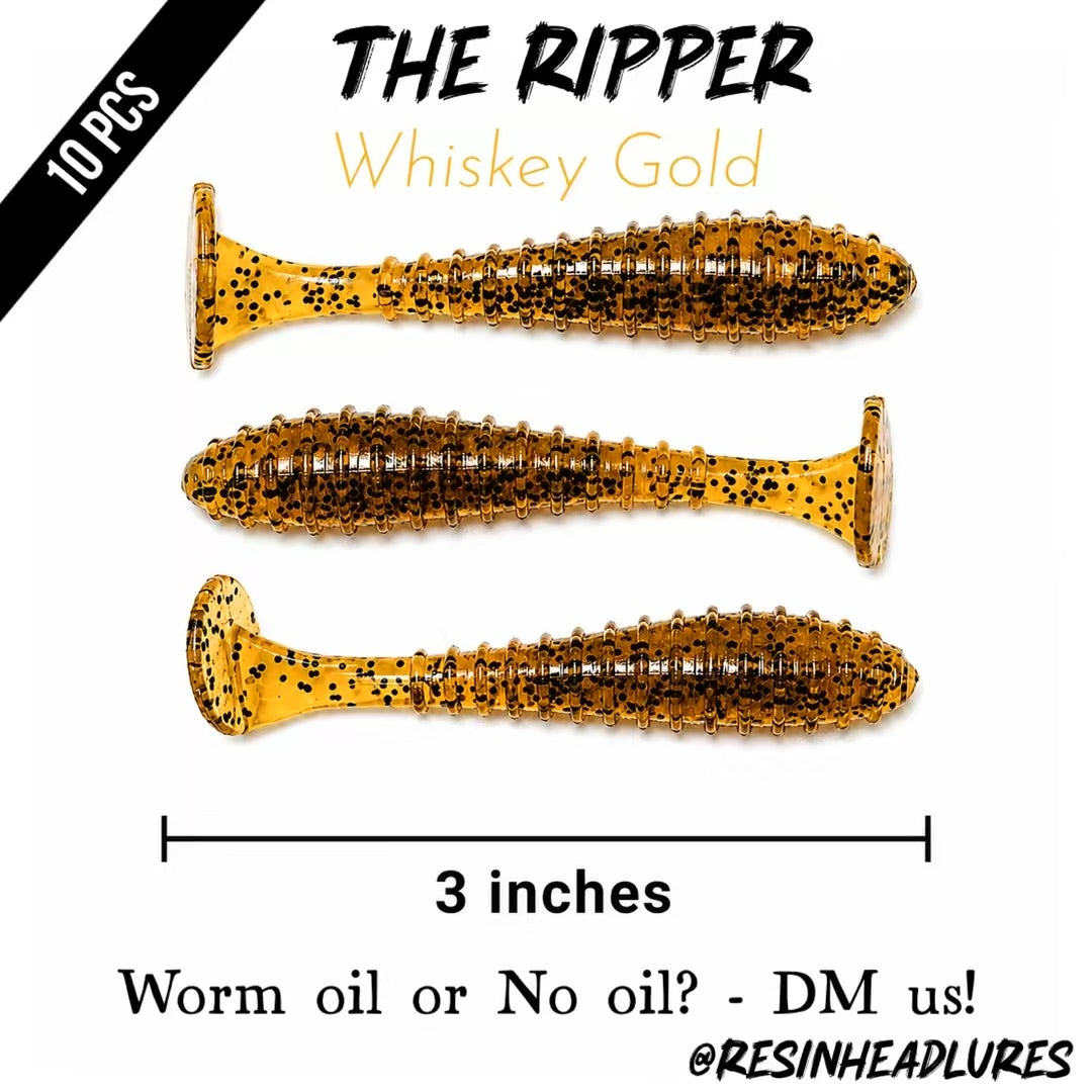3” Handmade The Ripper Soft Plastic Fishing Lures – Freshwater & Saltwater Bait for Bass, Redfish, Snook & More