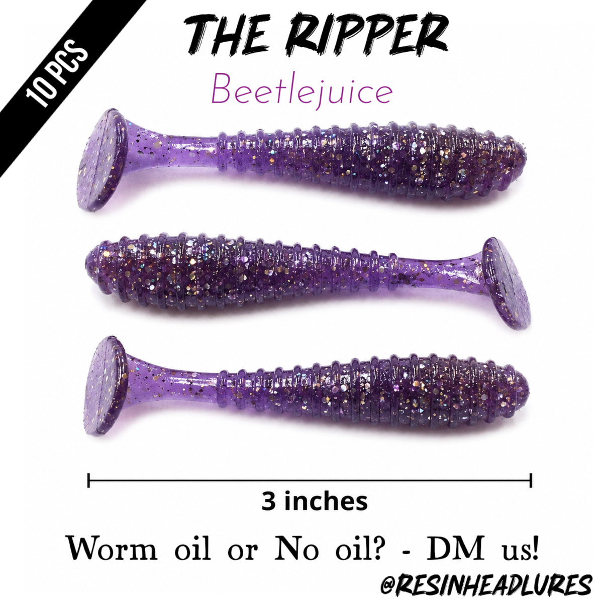 3” Handmade The Ripper Soft Plastic Fishing Lures – Freshwater & Saltwater Bait for Bass, Redfish, Snook & More