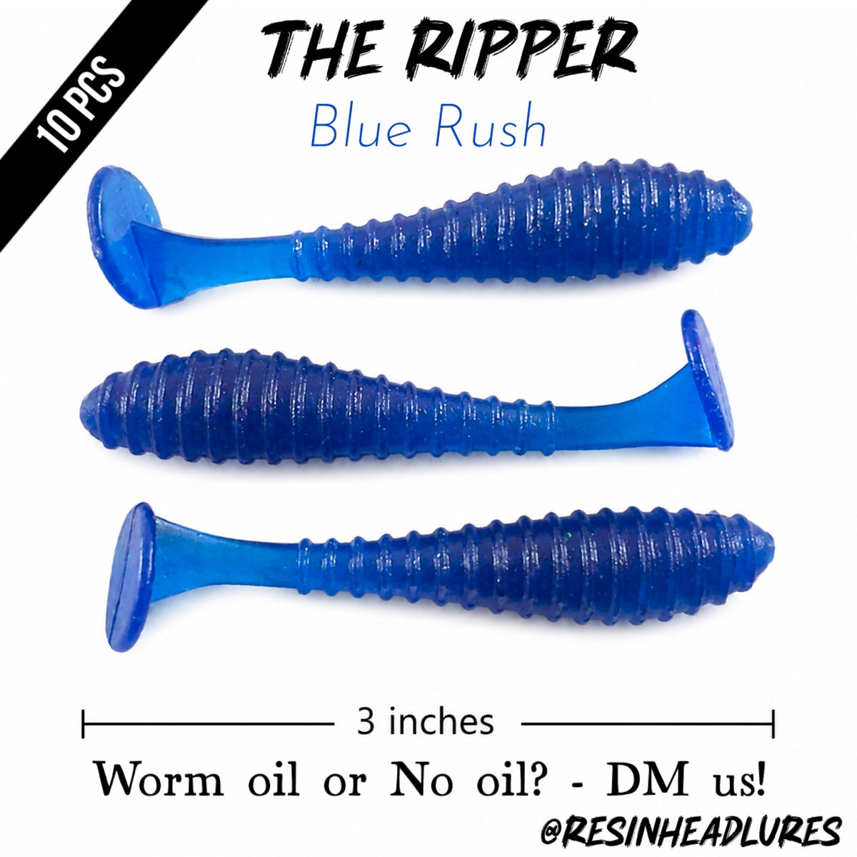 3” Handmade The Ripper Soft Plastic Fishing Lures – Freshwater & Saltwater Bait for Bass, Redfish, Snook & More