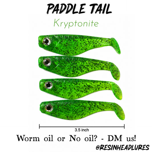 (4 pcs) 3.5” Handmade Paddle Tail Soft Plastic Fishing Lures – Freshwater & Saltwater Bait for Bass, Walleye, Trout, Redfish, Snook & More