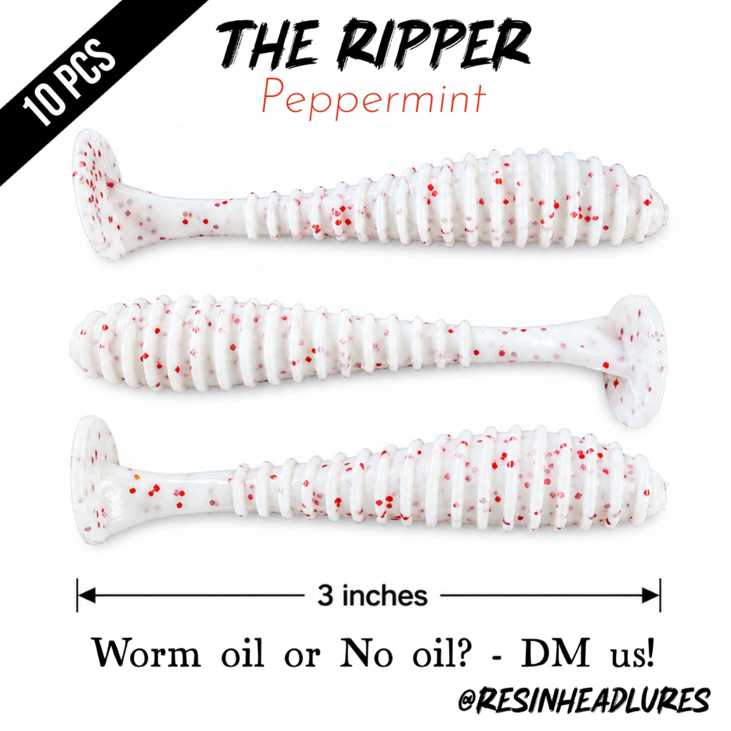 (10PCS) Saltwater/Freshwater (3”) The Ripper Lifelike Soft Plastic Fishing Lures – Handmade and Hand-injected Fishing Lures