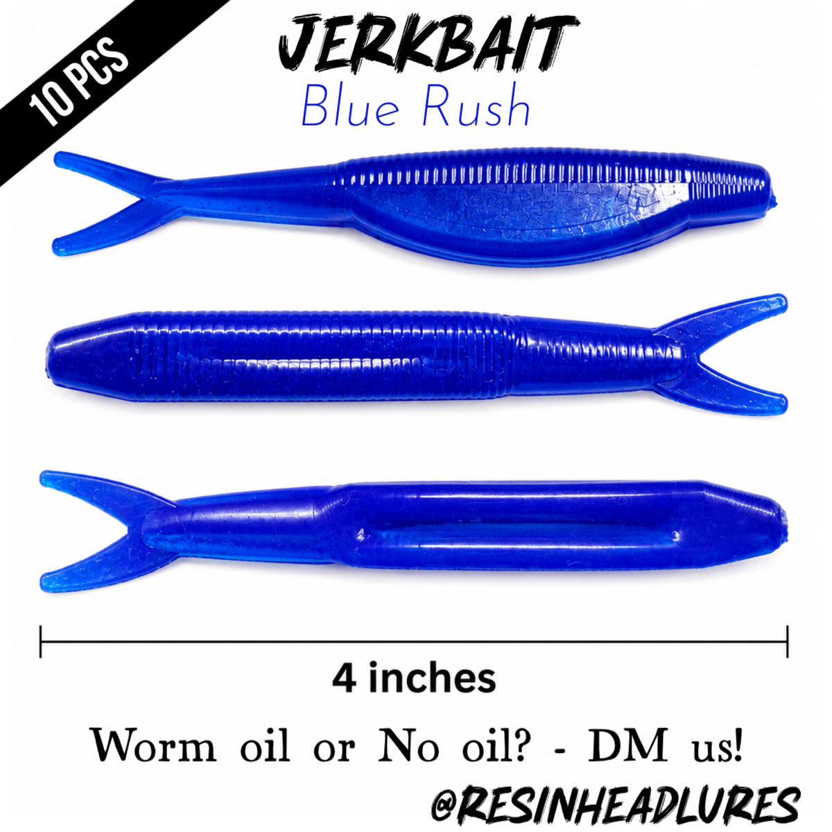 4” Handmade Jerkbait Soft Plastic Fishing Lures – Freshwater & Saltwater Bait for Bass, Walleye, Trout, Redfish, Snook & More
