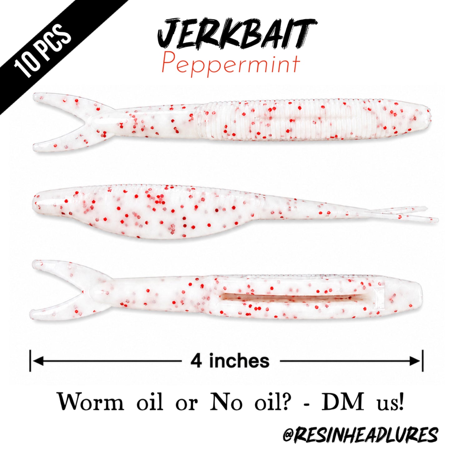 10PCS) – Saltwater/Freshwater (4”) Jerkbait Lifelike Soft Plastic Fishing Lures – Handmade and Hand-injected Fishing Lures
