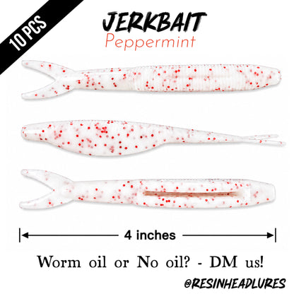 10PCS) – Saltwater/Freshwater (4”) Jerkbait Lifelike Soft Plastic Fishing Lures – Handmade and Hand-injected Fishing Lures