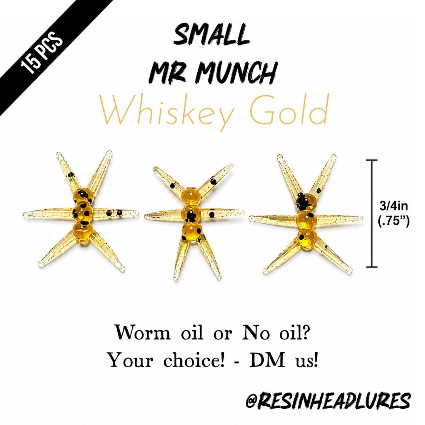 (15pcs) Ice Fishing 3/4” Mr Munch Lures for Panfish, Walleyes and More! Hand-injected Soft Plastic Baits.