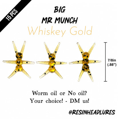 (15pcs) Ice Fishing 7/8” Mr Munch Lures for Panfish, Walleyes and More! Hand-injected Soft Plastic Baits