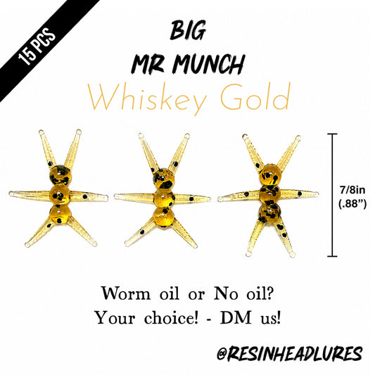 (15pcs) Ice Fishing 7/8” Mr Munch Lures for Panfish, Walleyes and More! Hand-injected Soft Plastic Baits
