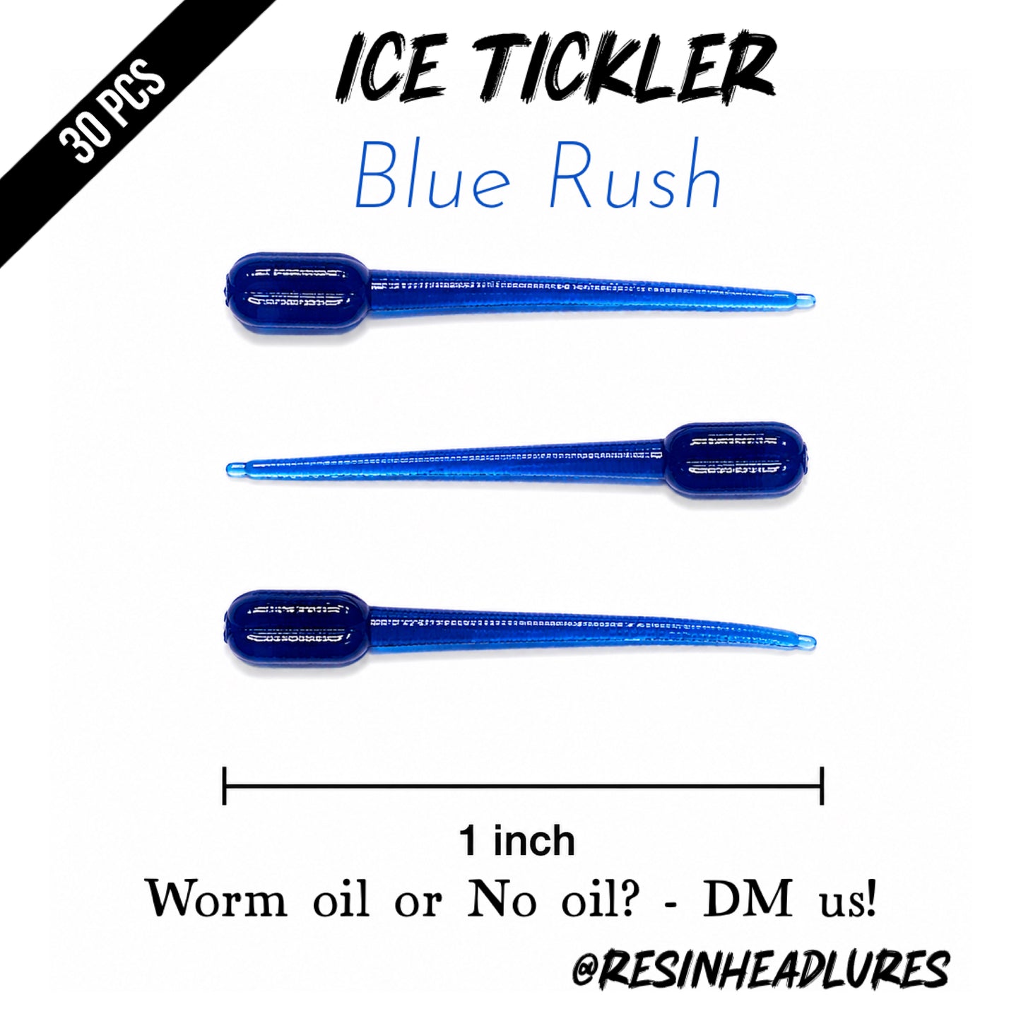 (30pcs) Ice Fishing 1” Ice Tickler Lures for Panfish, Walleyes and More! Hand-injected Soft Plastic Baits.