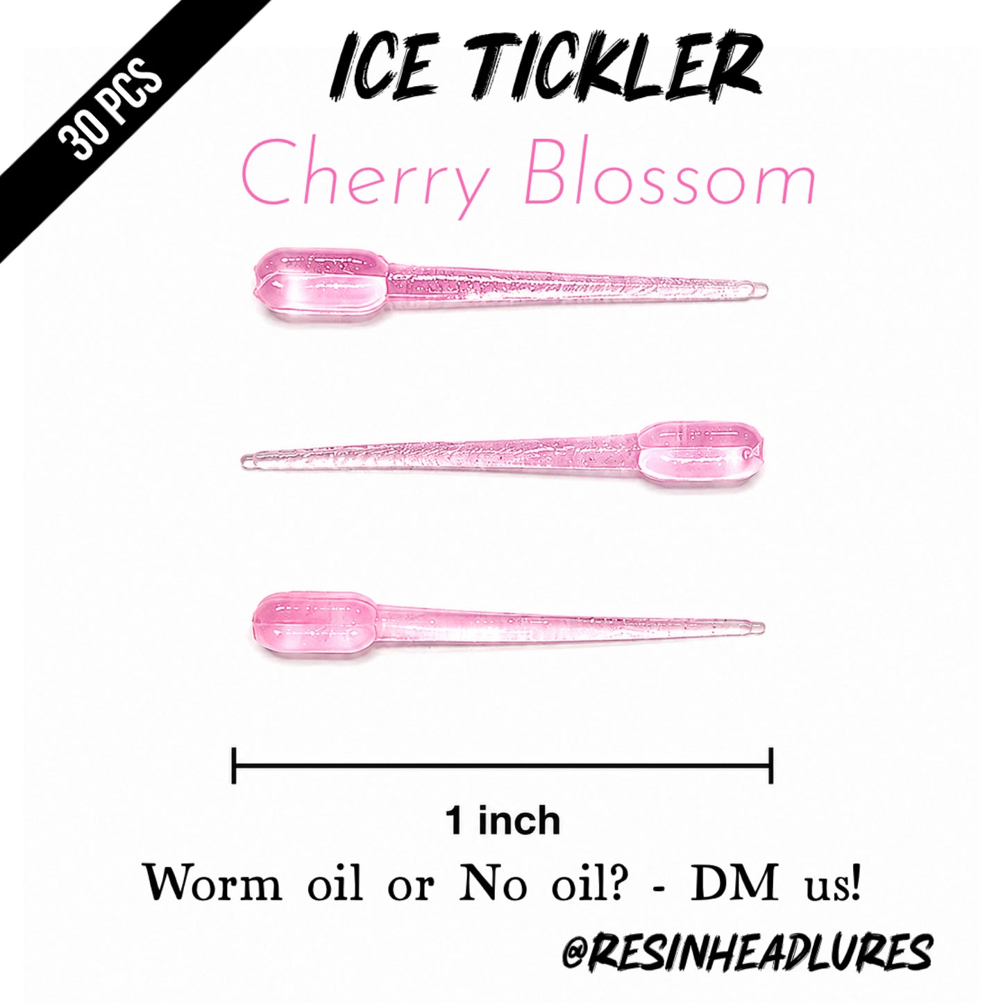 (30pcs) Ice Fishing 1” Ice Tickler Lures for Panfish, Walleyes and More! Hand-injected Soft Plastic Baits.