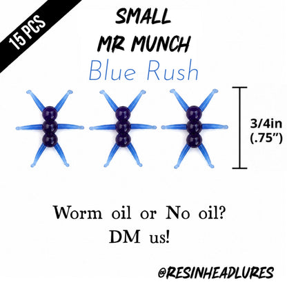 (15pcs) Ice Fishing 3/4” Mr Munch Lures for Panfish, Walleyes and More! Hand-injected Soft Plastic Baits.