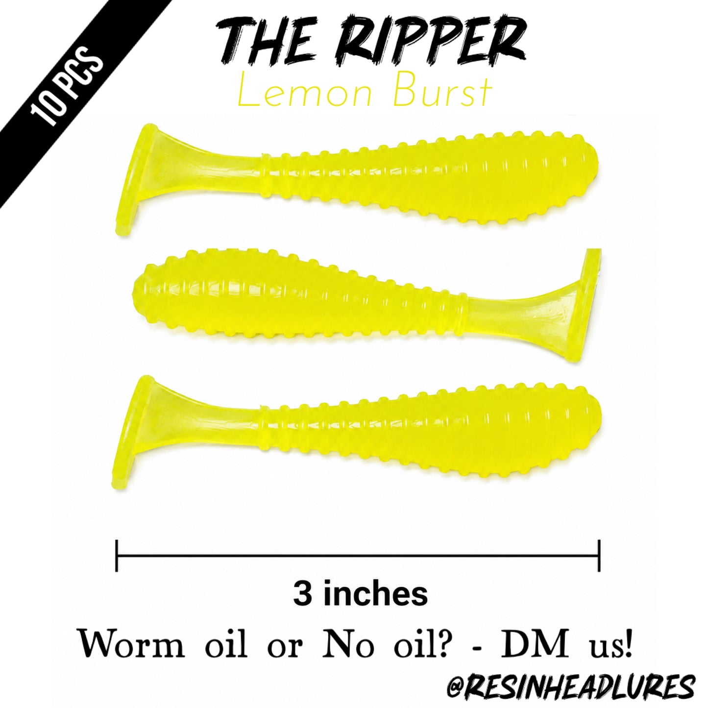 (10PCS) Saltwater/Freshwater (3”) The Ripper Lifelike Soft Plastic Fishing Lures – Handmade and Hand-injected Fishing Lures