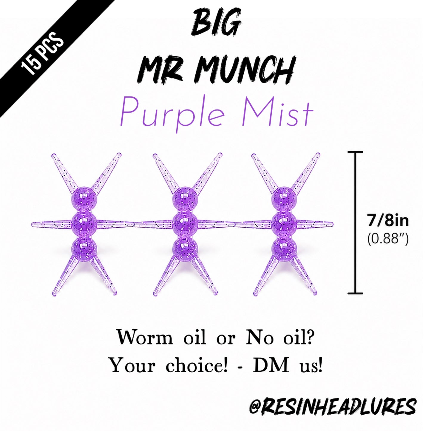 (15pcs) Ice Fishing 7/8” Mr Munch Lures for Panfish, Walleyes and More! Hand-injected Soft Plastic Baits