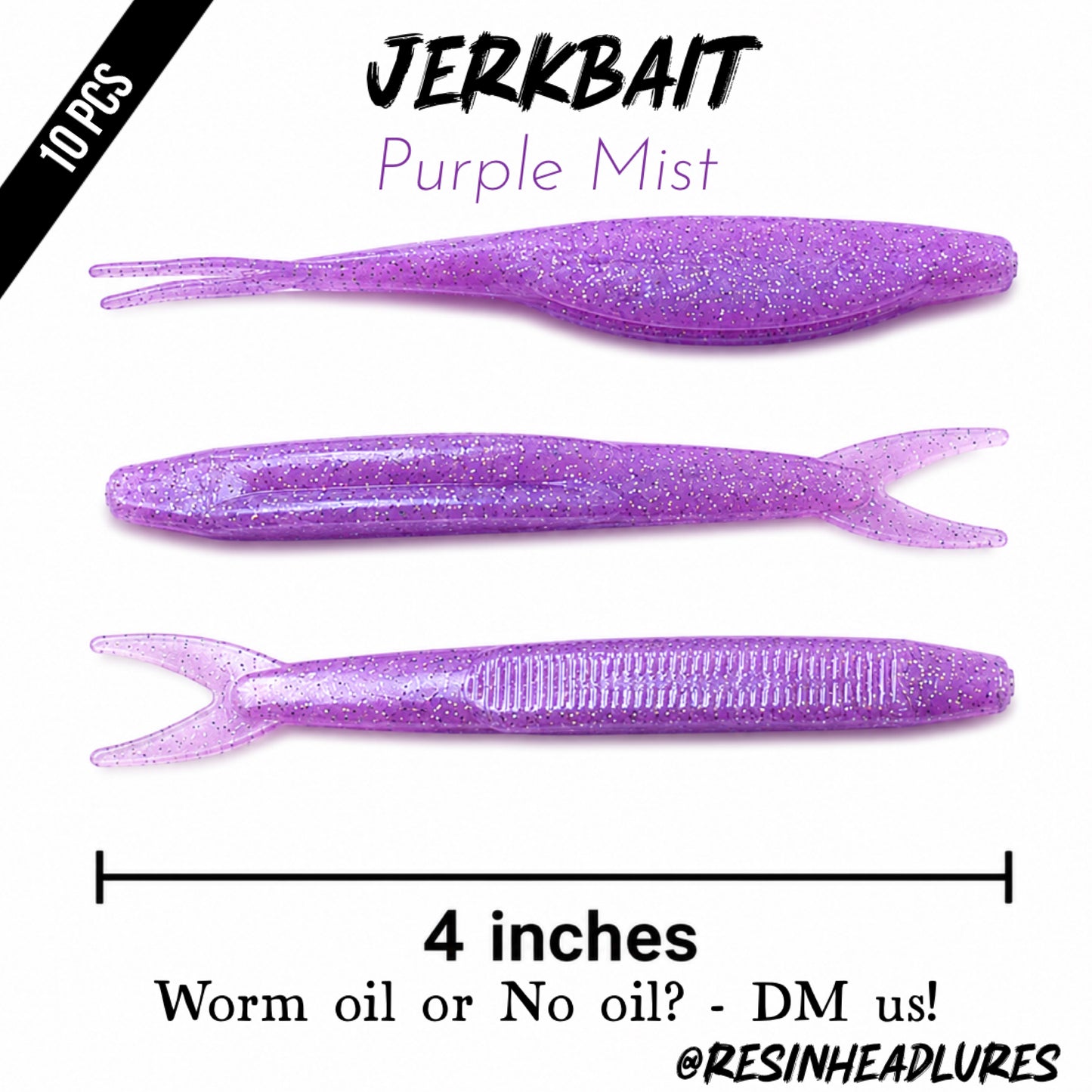 10PCS) – Saltwater/Freshwater (4”) Jerkbait Lifelike Soft Plastic Fishing Lures – Handmade and Hand-injected Fishing Lures